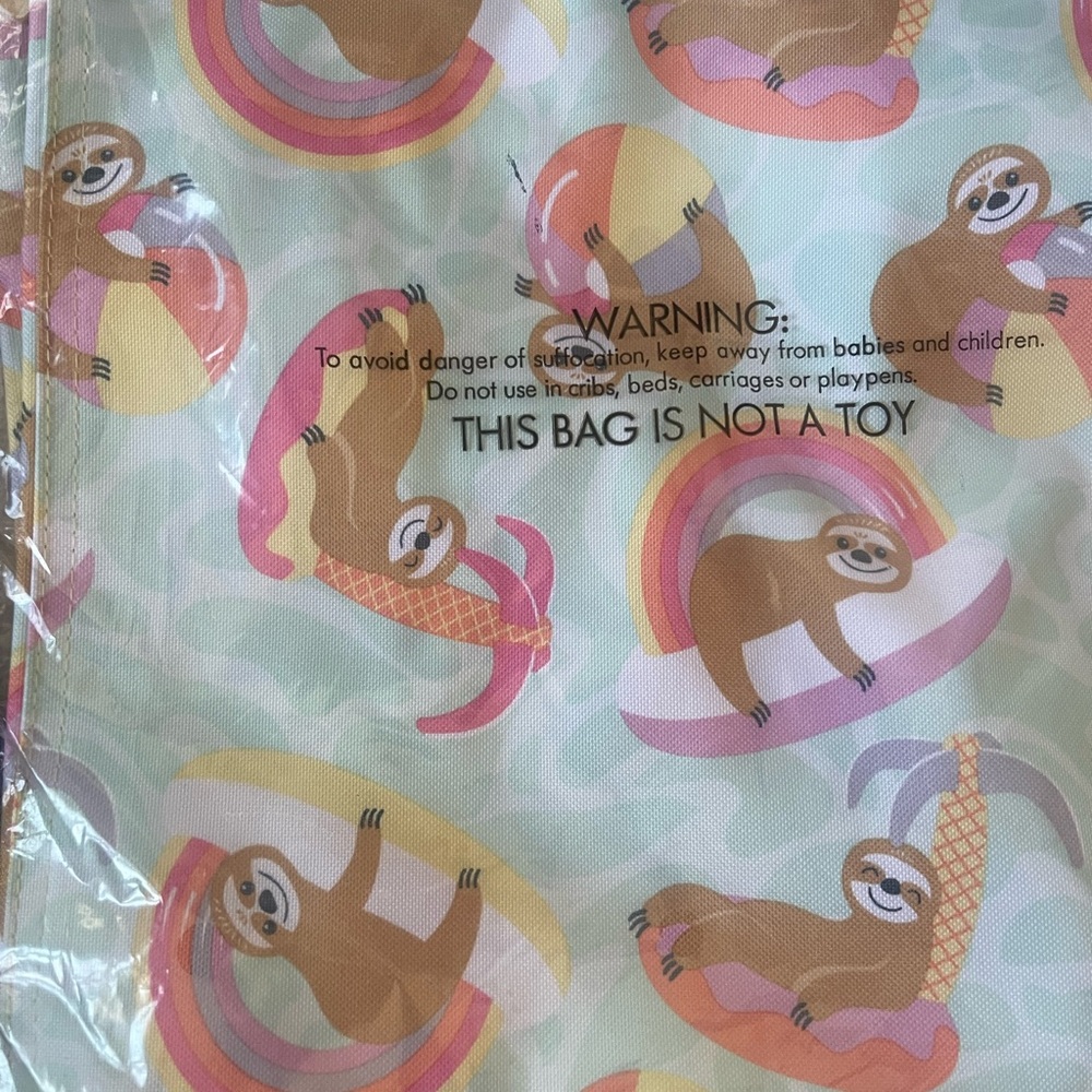 Thirty-One Sloth Print Tote with Yellow Handles - Picture 4 of 6